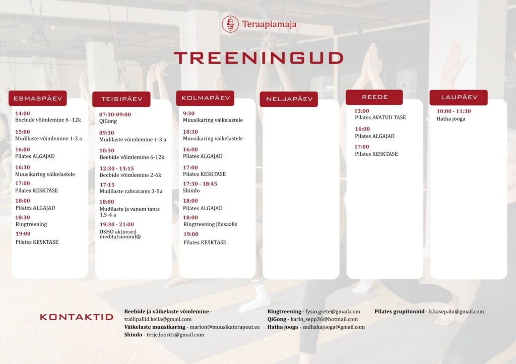 Read more about the article TREENINGUTE TUNNIPLAAN (hooaeg 2025/2026)